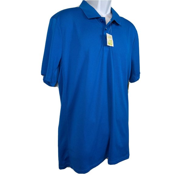 NWT Tek Gear Golf Polo Shirt Men's Sz XL  Blue Short Sleeve Dry Tek UPF 40 - Picture 1 of 9